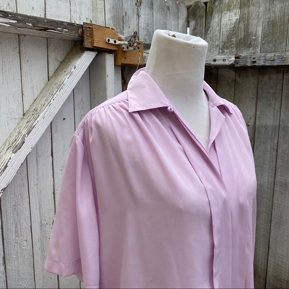 1980’s purple lilac silk like blouse top shirt - Picture 3 of 8